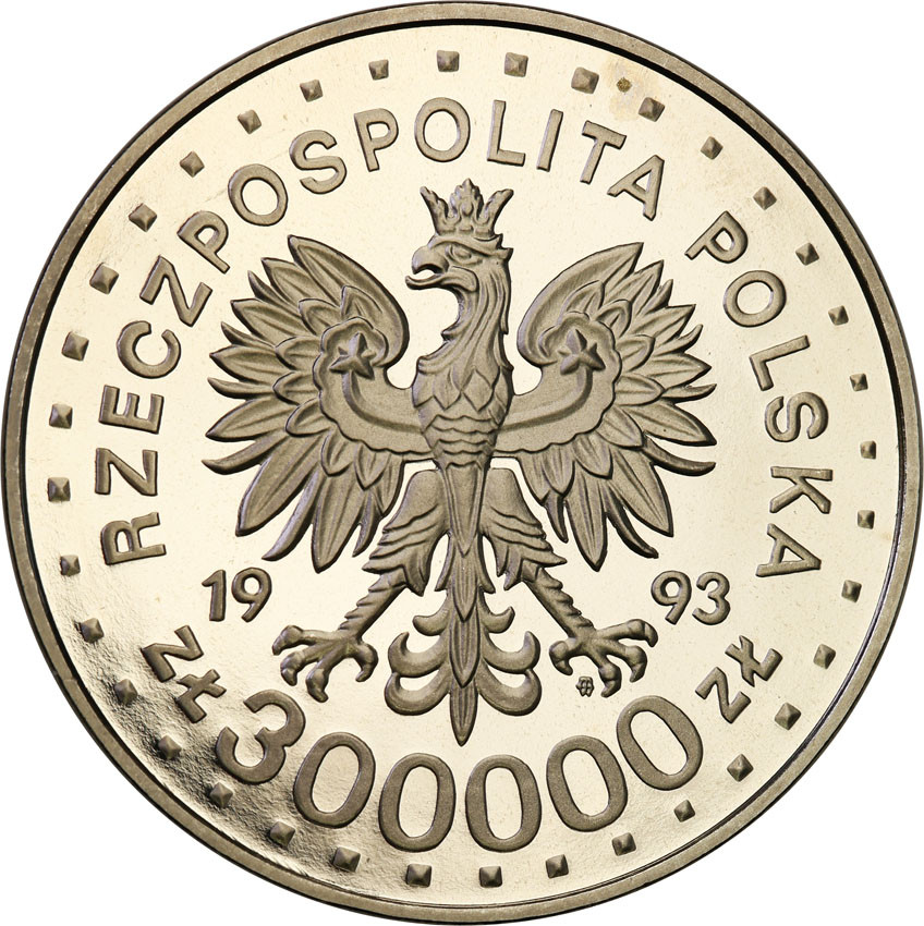 III RP. PRÓBA Nikiel 300 000 złotych 1993 Zamość
